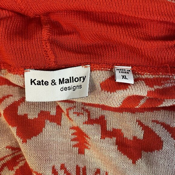 KATE & MALLORY XLARGE Jacquard Cardigan Sweater & Knit Tunic SET Orange Beige - Picture 11 of 13